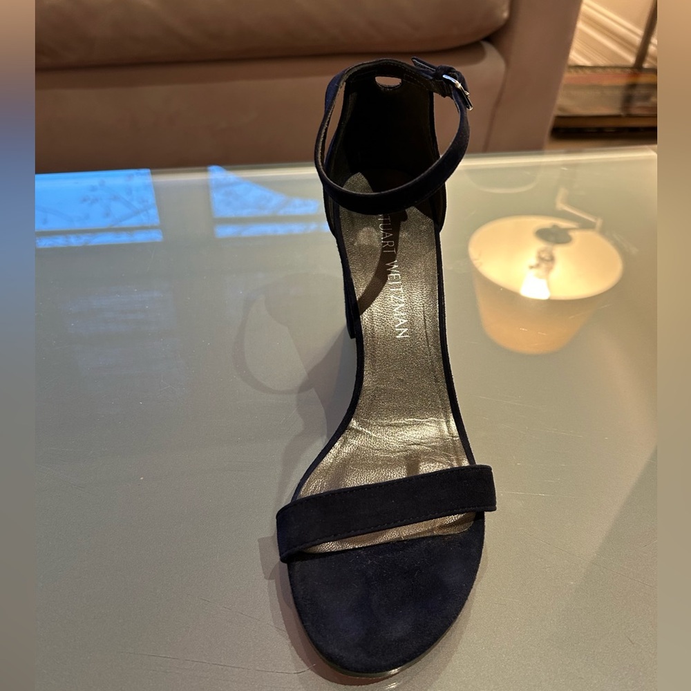 Stewart Weitzman Nearly Nude blue Suede Sandals